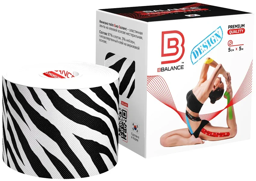 Кинезио тейп BBTaре 5см*5м ( Зебра)